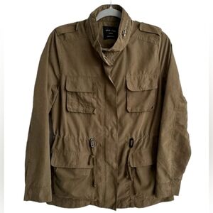 Military Jacket Olive Safari Army Light Utility Zip Up Snap On Women's Jrs Sz M